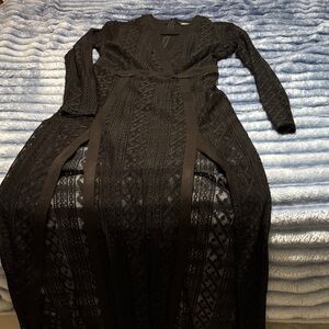 Elegant Black Lace Maxi Dress